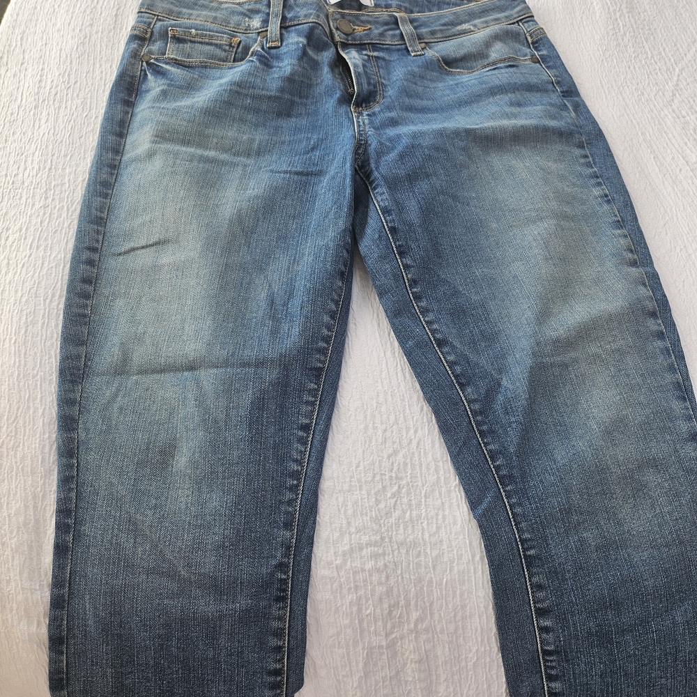 PAIGE Light Blue Denim with Brown Leather Patch